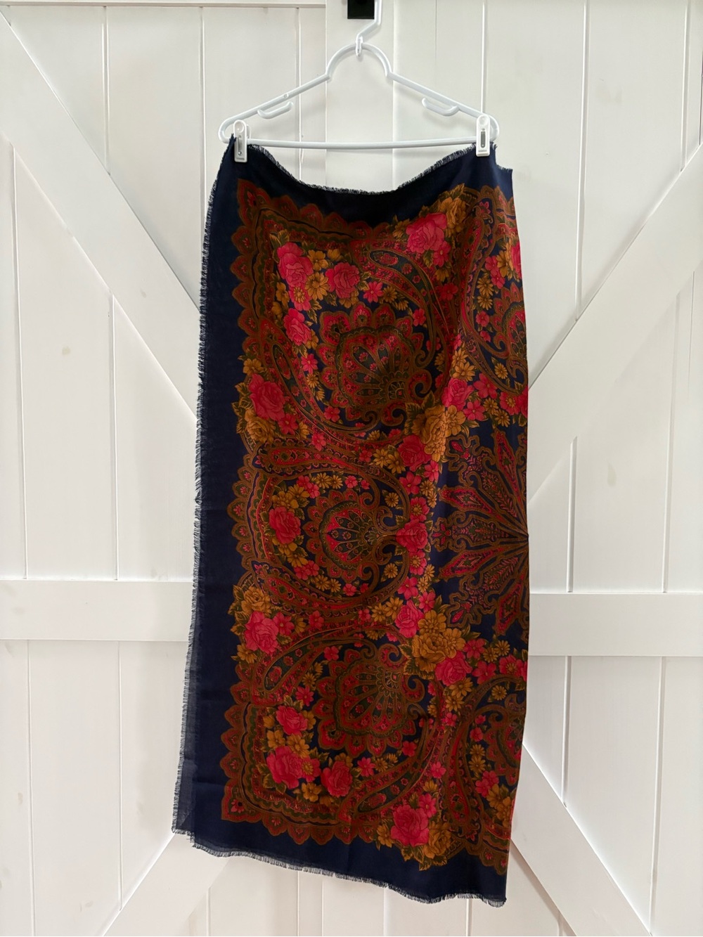 Echo Vintage Floral Paisley Wool Blend Square Scarf or Shawl - Made in Japan